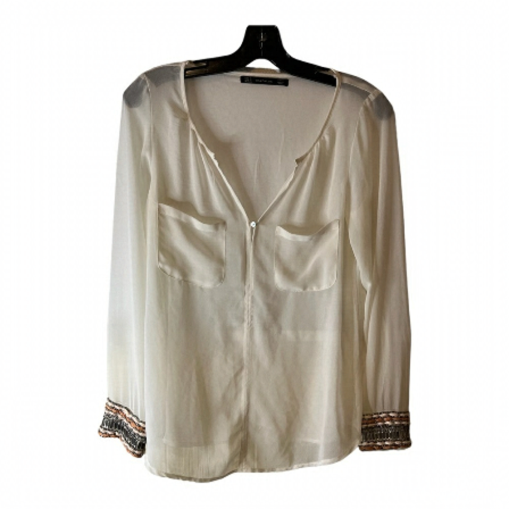 Trafulac Zara Off-White Sheer Blouse Size S